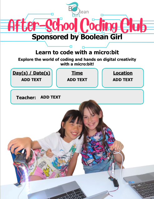 after-school club microbit flyer